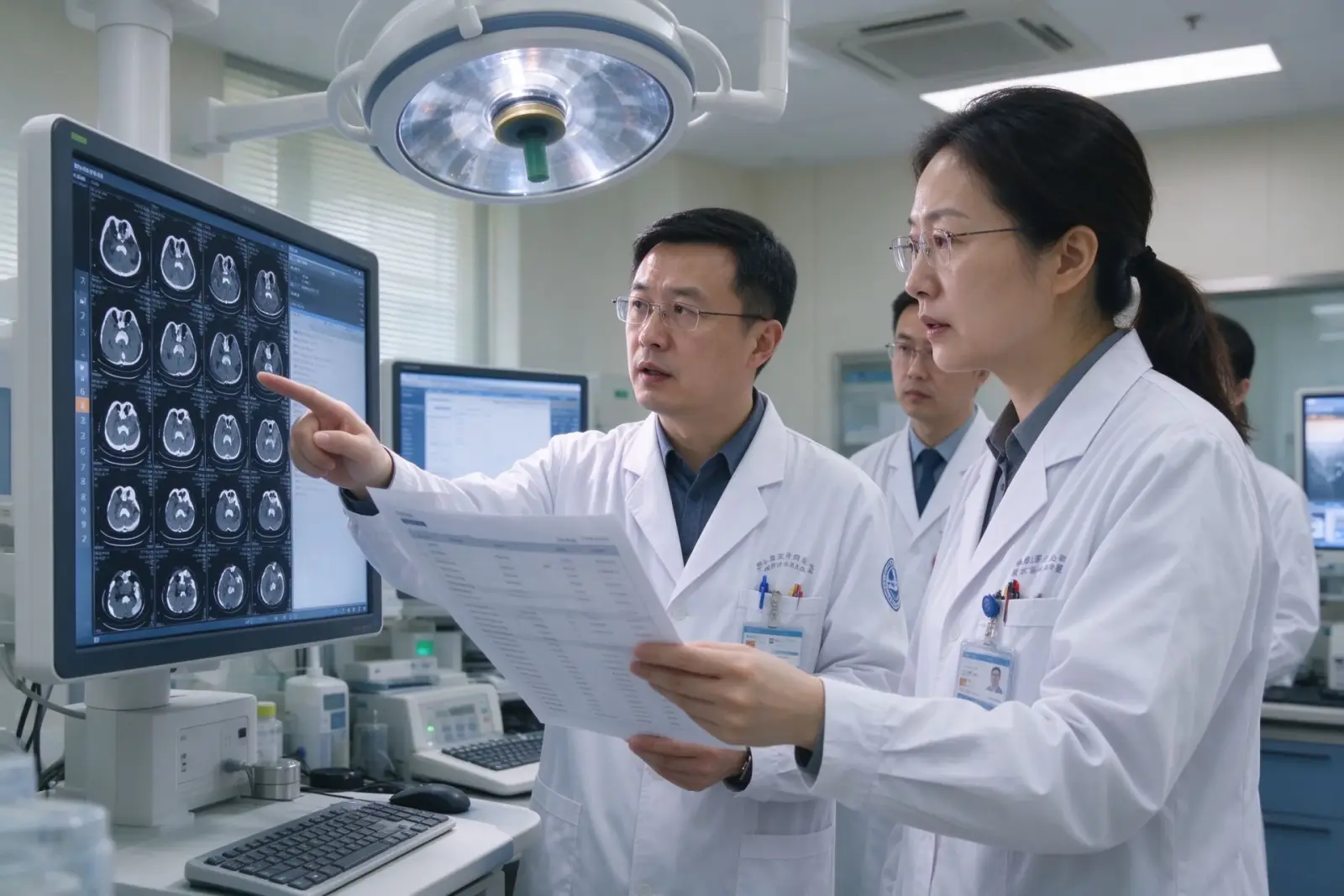 Medical team reviewing scans