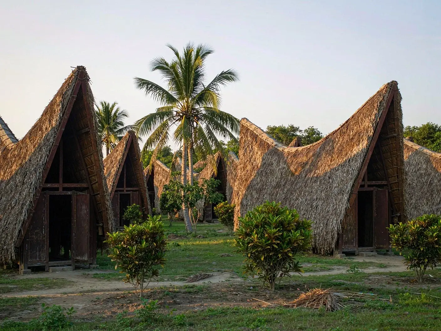 Li boat-shaped houses at Baicha Village, Dongfang