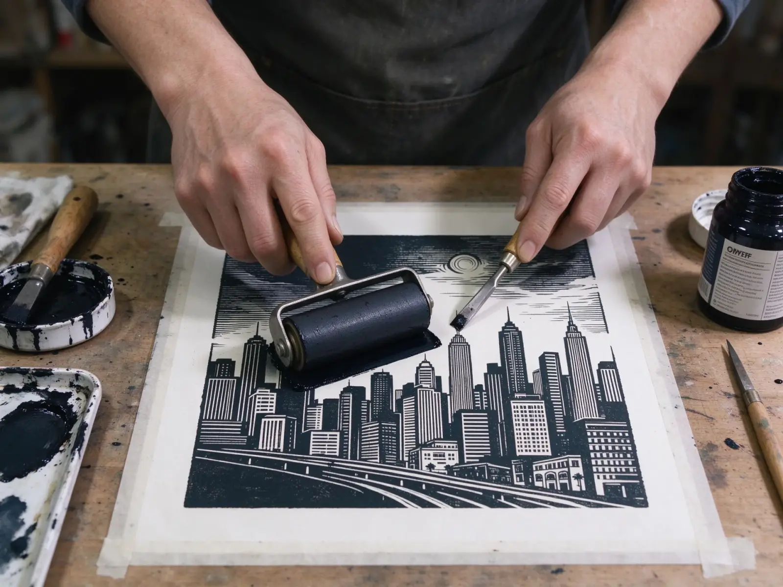 A hand-made Shenzhen print piece