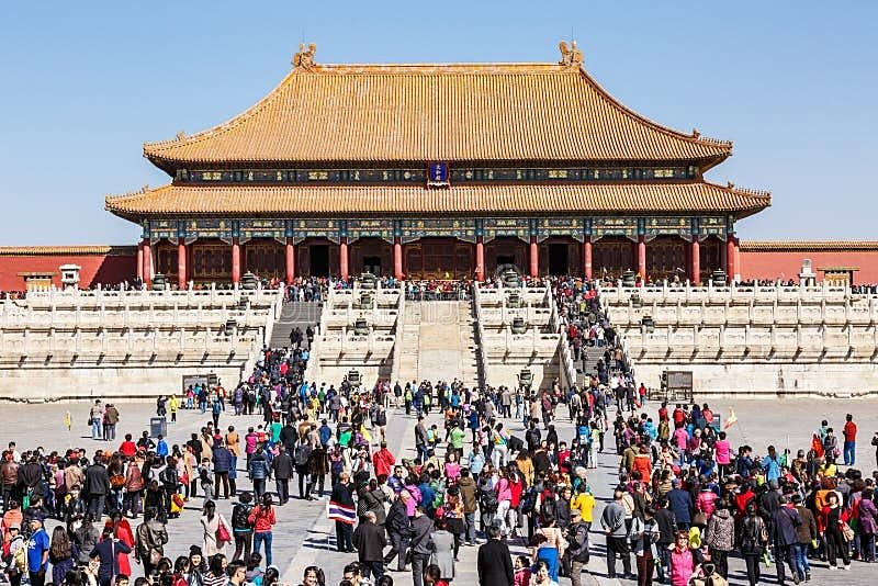 A busy morning at the Forbidden City in Beijing