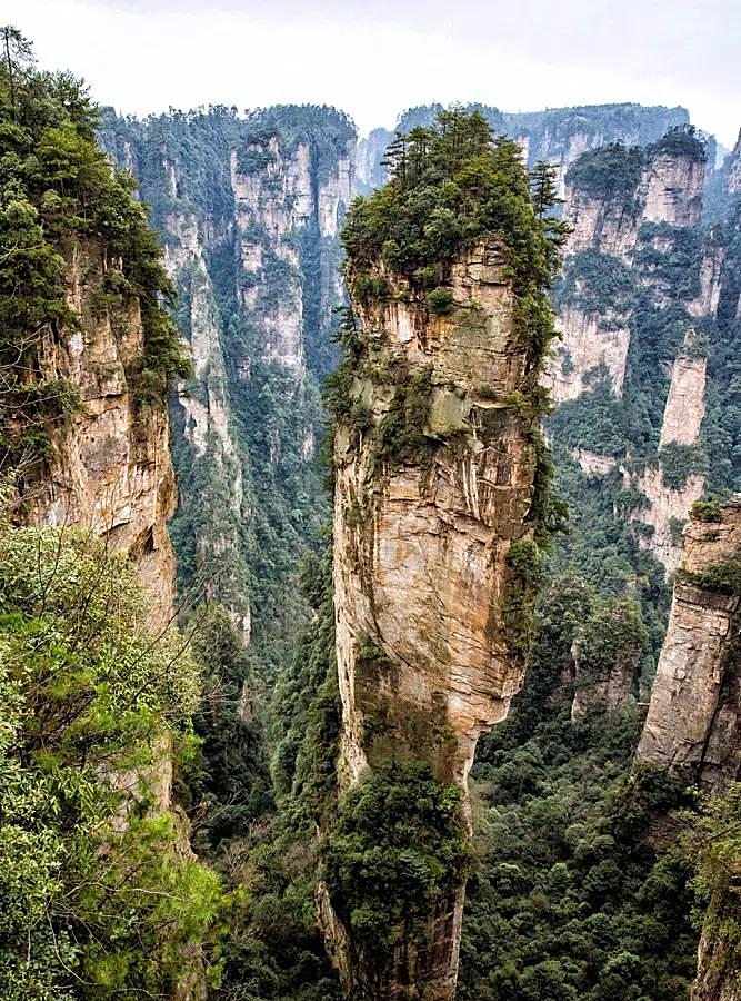 A tall sandstone pillar in Zhangjiajie