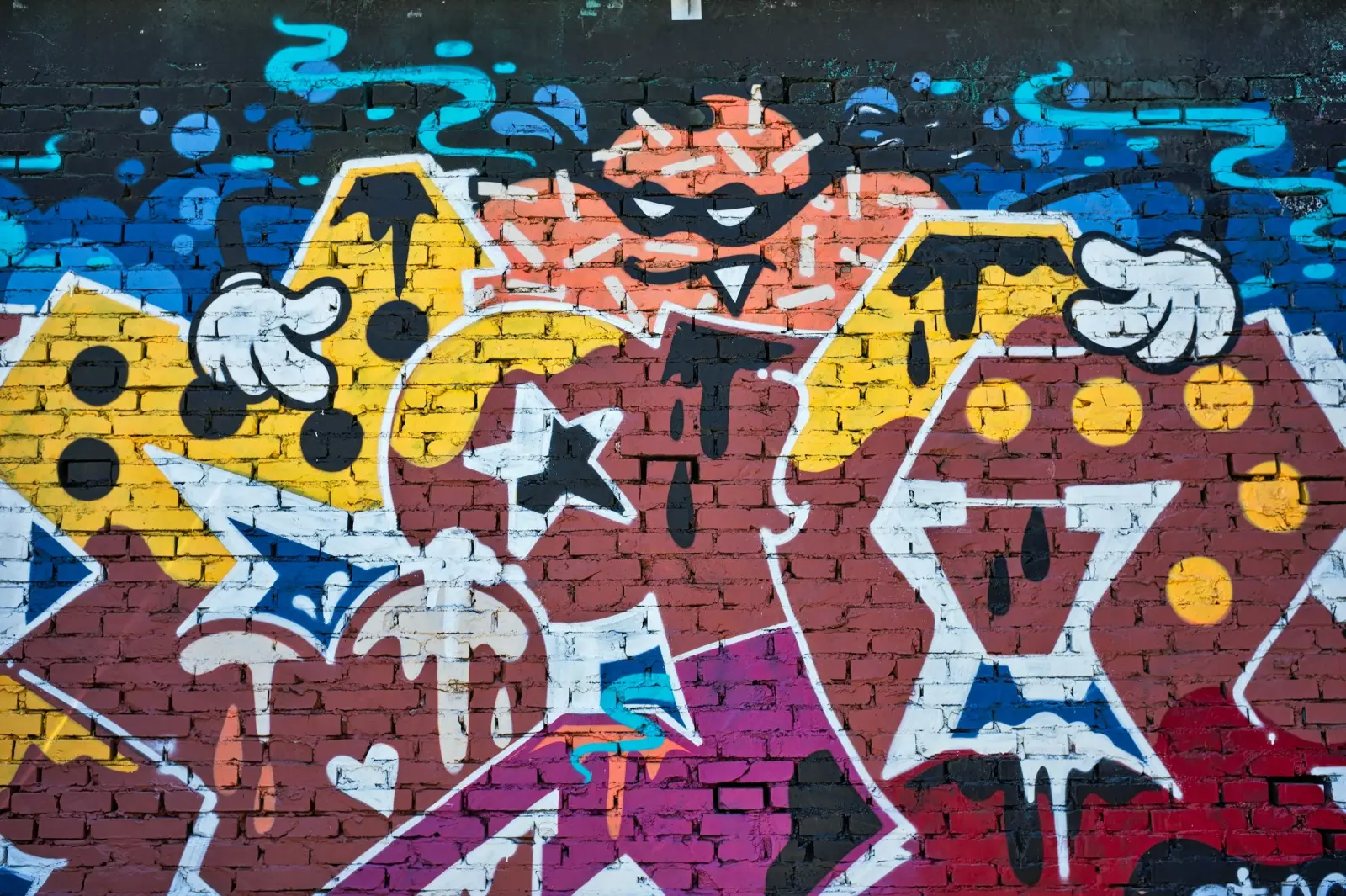Vivid street art painted on a brick wall in Beijing 798 Art Zone
