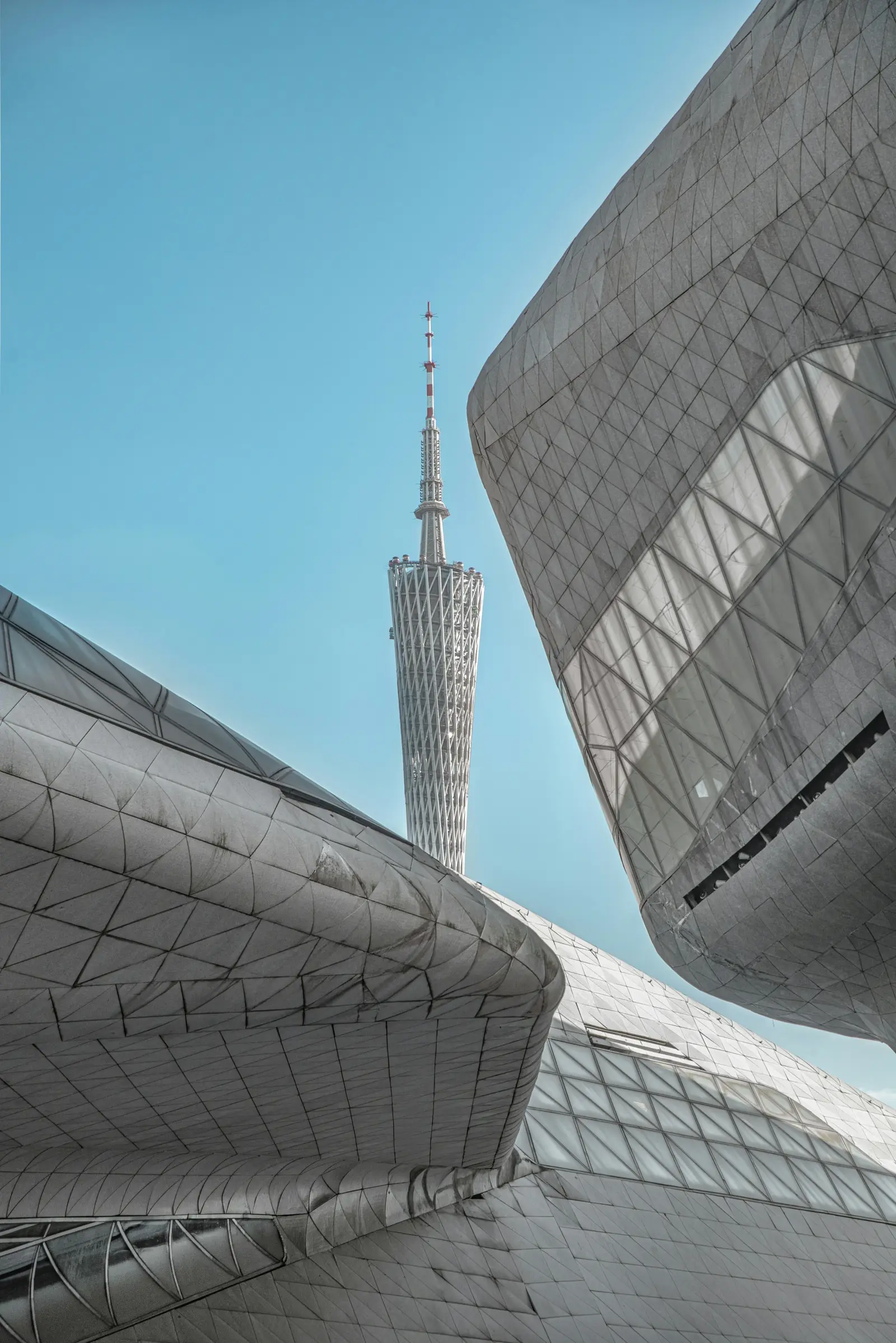 Canton Tower framed by contemporary Guangzhou architecture