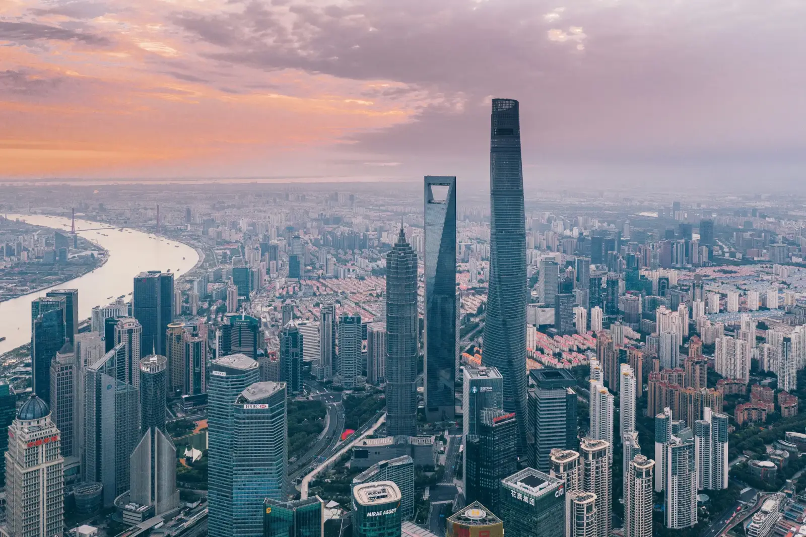 An elevated view across Shanghai's modern skyline