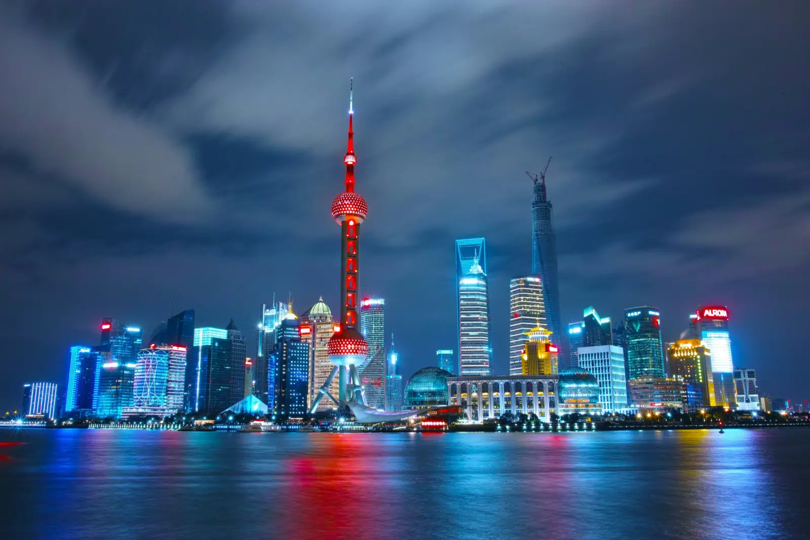 Shanghai illuminated along the Huangpu River