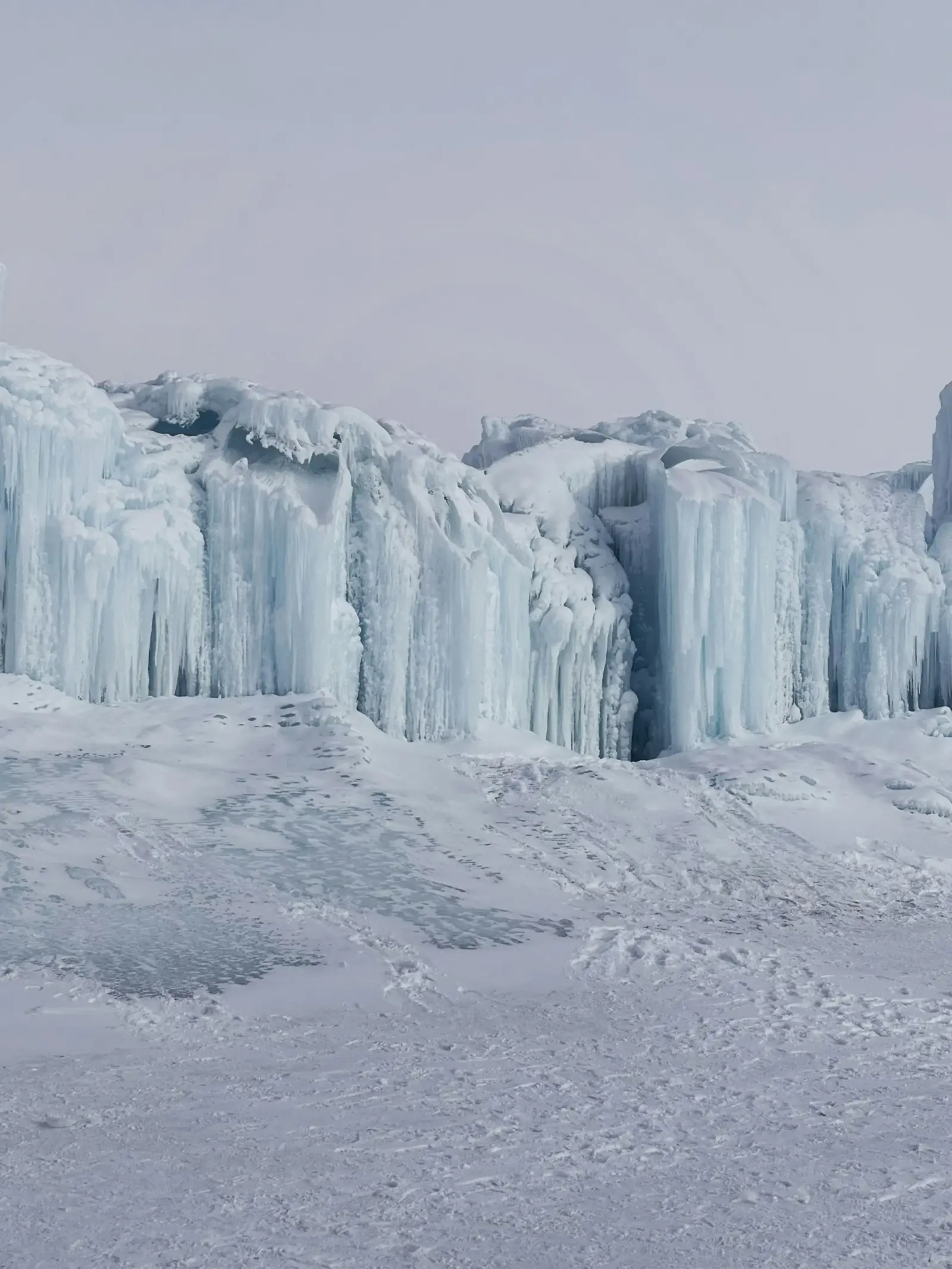 Winter ice formations beside Sayram Lake